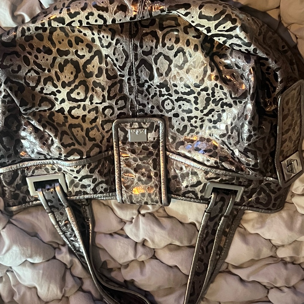 Kooba Leopard Print Metallic Tote Bag